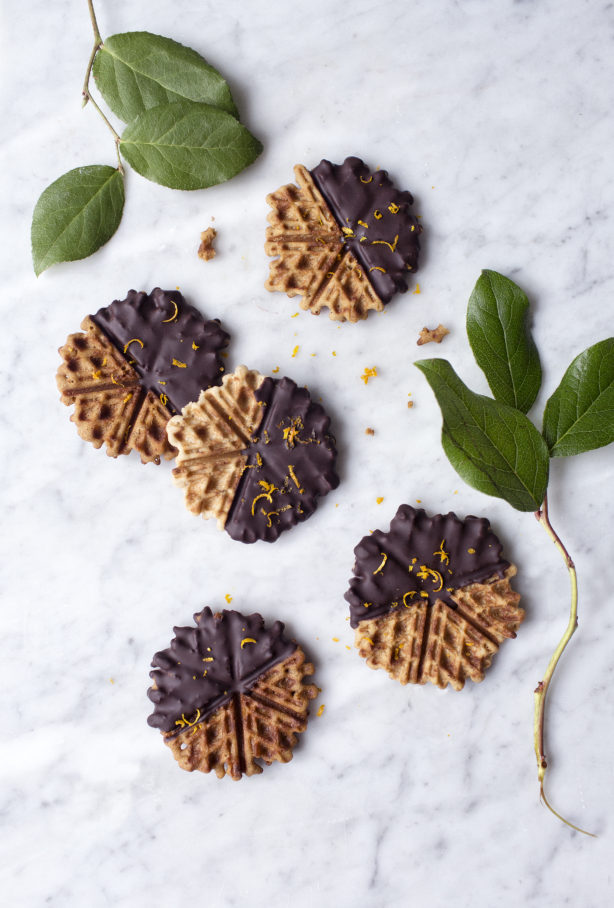 Vaffel-cookies med appelsin og sjokolade