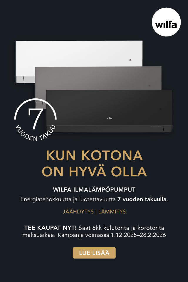 Ilmalämpöpumput rahoituskampanja 12/25-02/26 CTA lue lisää